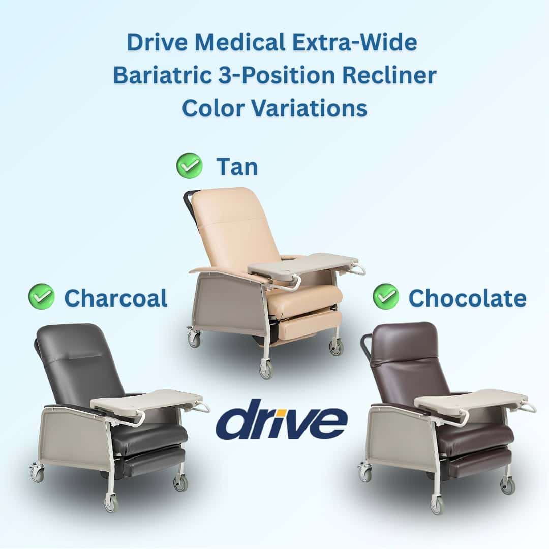 Drive Medical Extra-Wide Bariatric 3-Position Recliner - 500 lbs Capacity