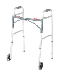 Deluxe Two-Button Folding Walker with 5" Wheels