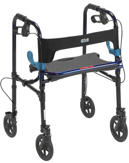 Drive Clever-Lite Walker Rollator with Seat & Loop Locks - 8" Casters