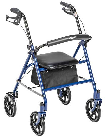 Drive Steel Frame Walker Rollator - 31" to 37" Handle Height - Blue. Also available in Red.