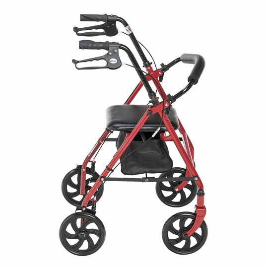 Drive Steel Frame Walker Rollator - 31" to 37" Handle Height - Red. Also available in Blue.
