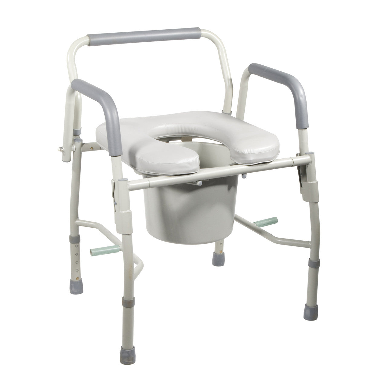 Drive Medical Steel Drop Arm Bedside Commode with Padded Seat & Arms