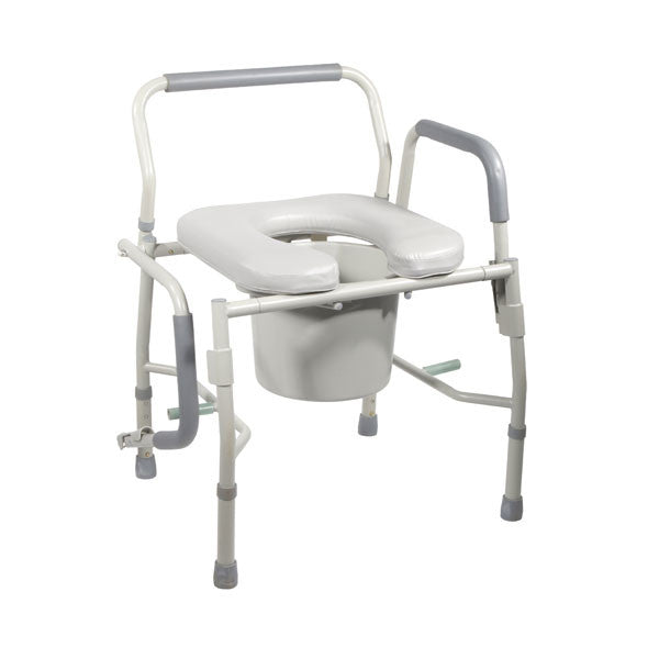 Drive Medical Steel Drop Arm Bedside Commode with Padded Seat & Arms