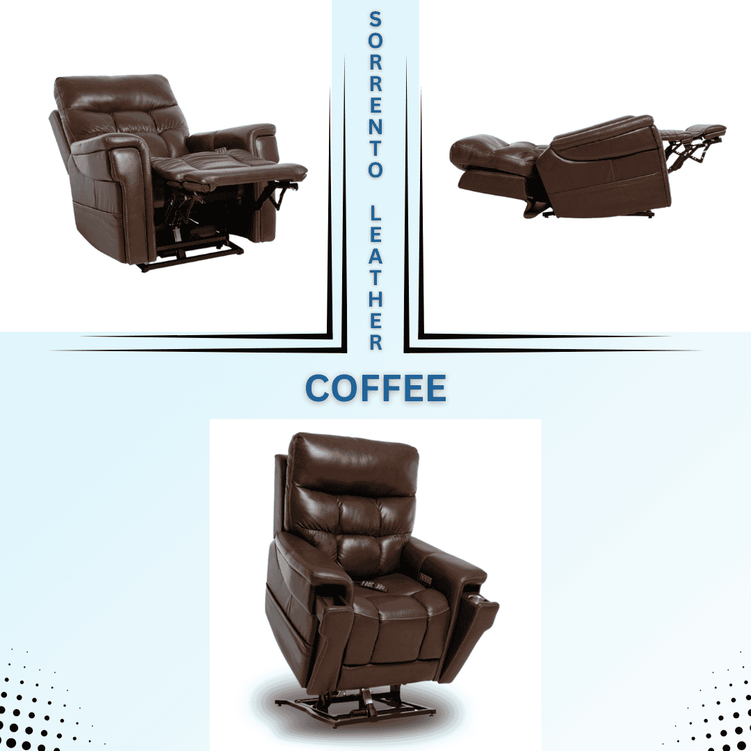 A Fabric Upgrade Option: Sorrento Leather, Color Coffee as shown in the image