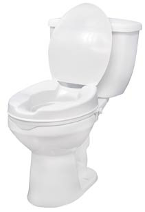Raised Standard Toilet Seat with Lock & Lid - 4" Height, 400 lbs Capacity