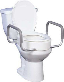 Premium Raised Toilet Seat w/ Removable Arms - 3.5 Inch (Elongated Seat)