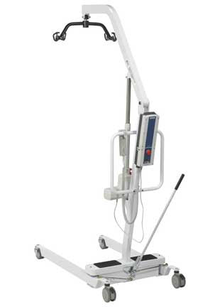 Drive's Powered Patient Lift 13420 comes with a foldable mast and a wide, stable base for easy storage and transportation, making it ideal for homecare, and is for use with 4-point and 2-point slings.