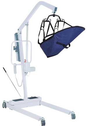 Drive Medical's Battery-Powered Patient Lift 13240 shown with optional sling.