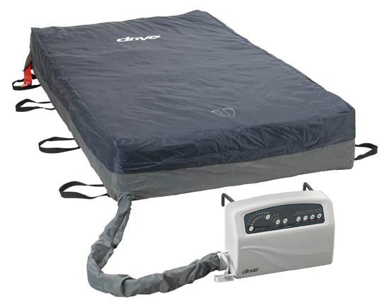 One mattress package option (BAR750-14048) includes the Med-Aire Plus Bariatric Alternating Pressure Mattress System featuring a 48"W x 80"L x 10"H sleep surface with 12 LPM (liters per minute) pump featuring cycle times of 10, 15, 20 and 25 minutes.