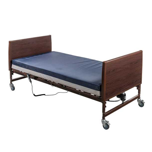 The Drive 15302LW Lightweight 48"W Bariatric Full-Electric Bed, shown with optional Drive Bariatric 48"W x 80"L Foam Mattress (item# 15310), provides a weight capacity of 750 lbs.