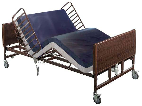 Bariatric Full-Electric Bed 54"W shown as Bed with optional Half Length T-Rails and Mattress.