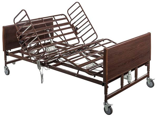 Bariatric Full-Electric Bed 54"W shown as Bed with optional Half Length T-Rails, No Mattress package.