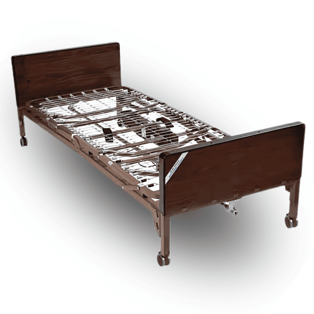 The Drive Delta Ultra-Light 1000 Full Electric Low hospital bed 36"W x 80"L 15235 is a low home care bed that can be adjusted as low as 9.5" from the ground, and as high as 23.5" (excluding mattress height).