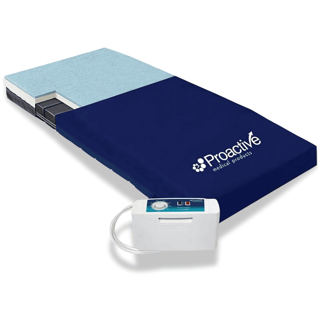 The Protekt Supreme Support Self-Adjusting Air / Foam Mattress is an excellent pressure redistribution mattress that vastly increases the breathability when compared to traditional foam mattresses. Shown with optional Protekt 3000 Alternating Pressure Pump.