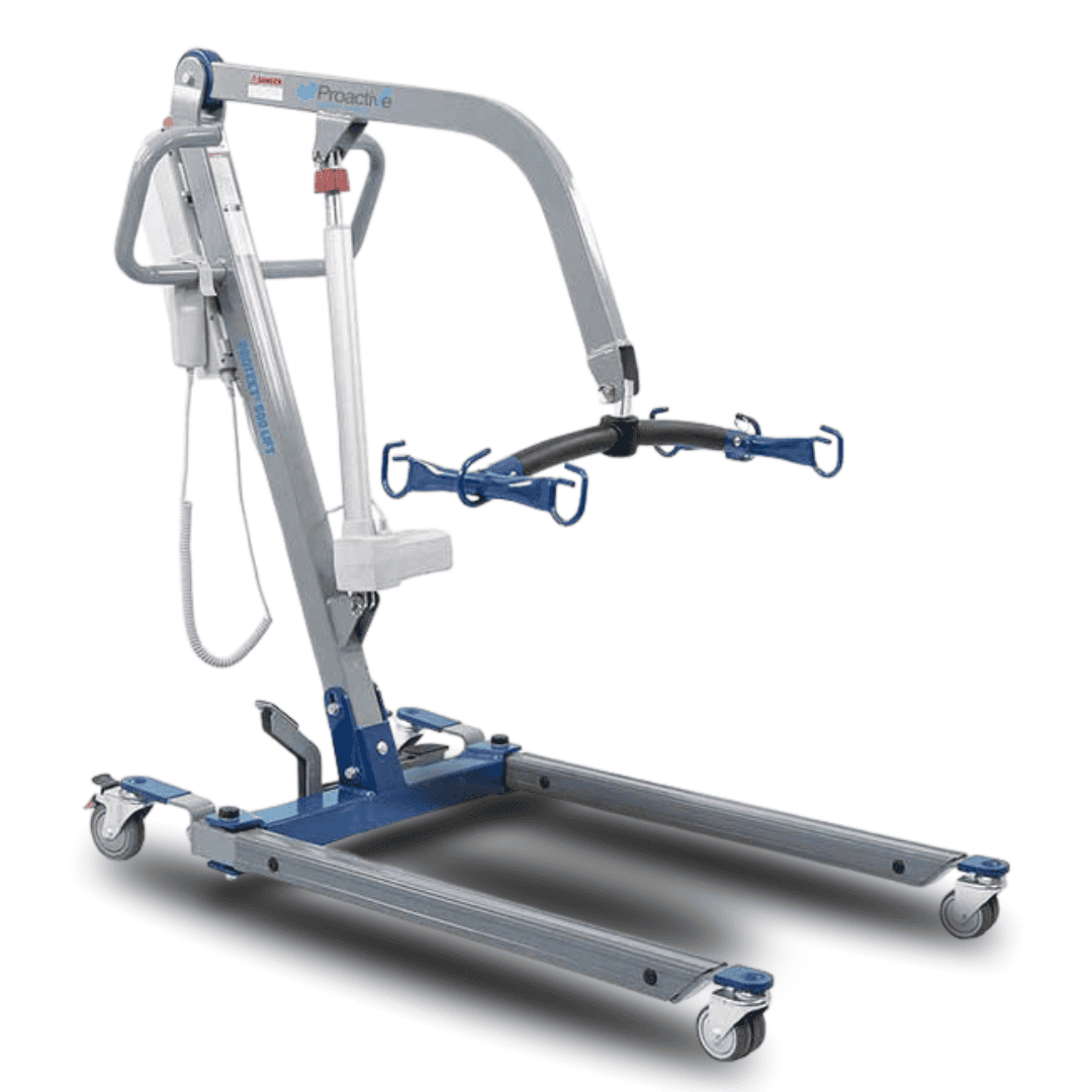 The Protekt 500 Powered Patient Lift 33500 is designed to conveniently and safely assist with patient transfers. This battery powered transfer lift is easy-to-use and recharge. Easy-to-grip handles offer easy maneuverability.