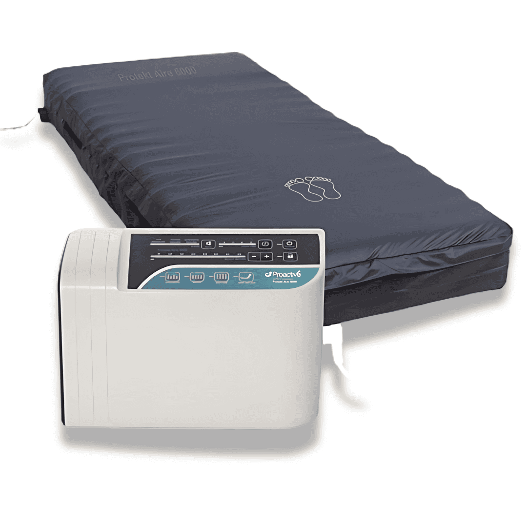 The Protekt Aire 6000 80060 is a complete alternating pressure with low air loss mattress system that includes mattress and pump.