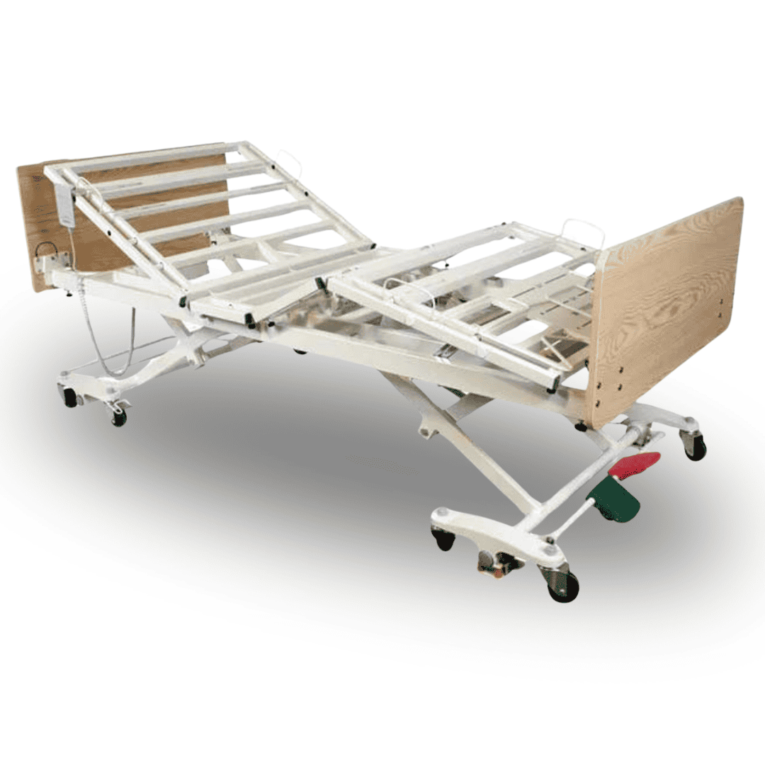 Dynarex DB300 Bariatric HD Long-Term Care Bed features Push-Button Expansion from 36" to 43" or 48" widths, as well as 80" to 84" or 88" lengths.