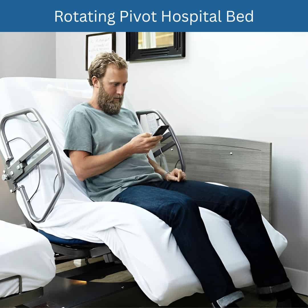 ActiveCare Rotating Pivot Hospital Bed, 35" to 42" - Weight Capacity 600 lbs (Shown with Pivoting Quarter Rails)