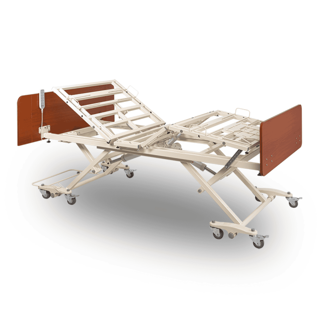 Dynarex DB600 Bariatric HD Long-Term Care Bed features Push-Button Expansion from 42" to 48" or 54" widths, as well as 80" to 84" or 88" lengths.