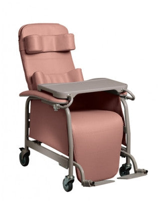 Lumex Preferred Care Infinite Position Recliner 565G shown with Optional Adjustable Footrests (item# LX5640G) and Lumex Body Bolster (item# FR56471X) and Head Bolster (item# FR56461X) sold separately in coordinated colors.