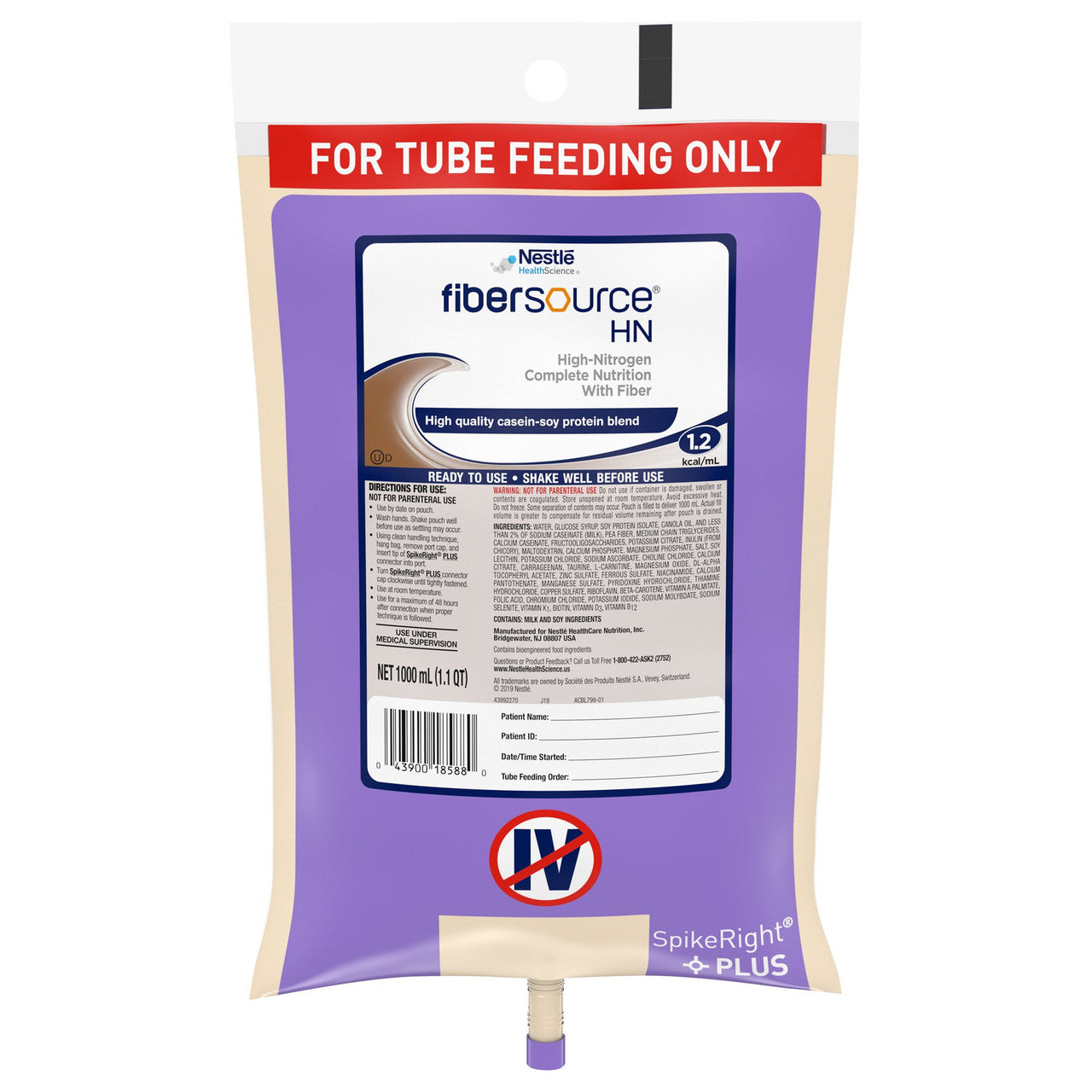 Fibersource® HN Unflavored Tube Feeding Formula is a high-nitrogen, nutritionally complete formula designed for individuals requiring long-term tube feeding.