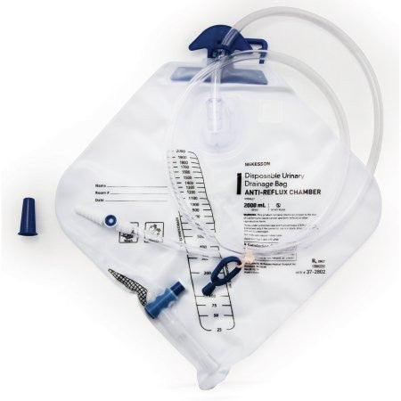 McKesson Urinary Drain Bag w/ Anti-Reflux Valve, Odor Containment - 2000 mL