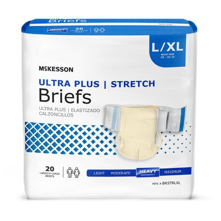 Adult Stretch Tab Closure Briefs - Heavy Absorbency. (Large / X-Large, Beige Color)