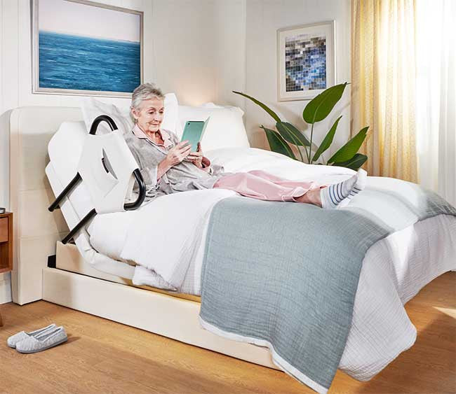 The Dawn House Adjustable Smart Bed is an "advanced sleep system" with height adjustability, bed rails and other safety features—All without the "hospital look."