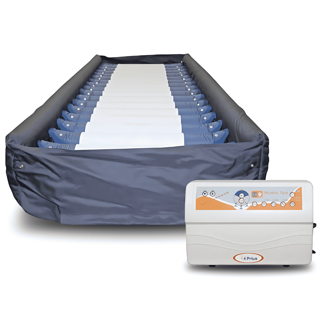 Rhythm Turn Mattress System w/ Lateral Rotation and True Low Air Loss (shown with top cover removed).