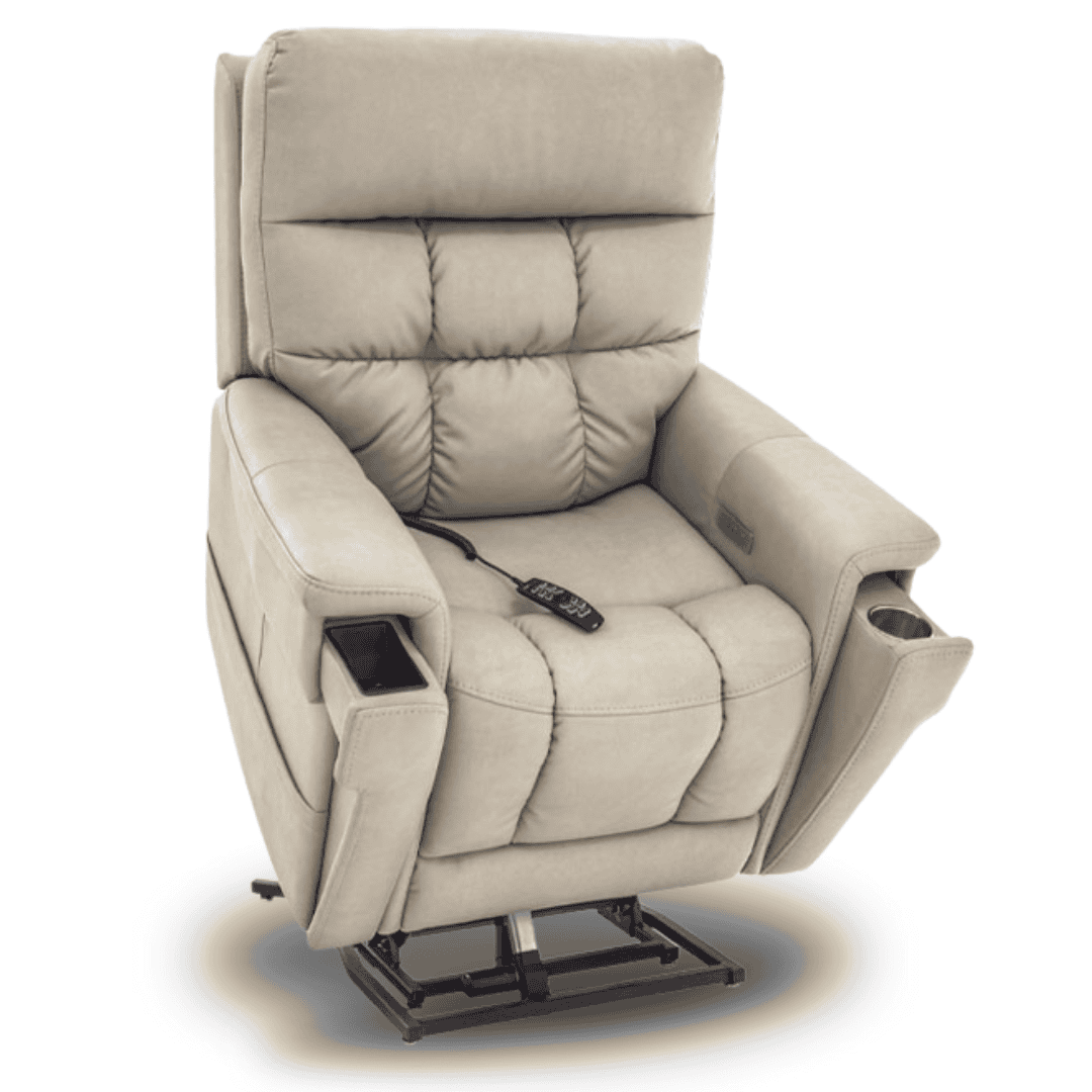 New! Exclusive VivaLift!® Tilt reclines the lift chair into a recline position where one’s knees are elevated above your heart, providing the feeling of weightlessness.