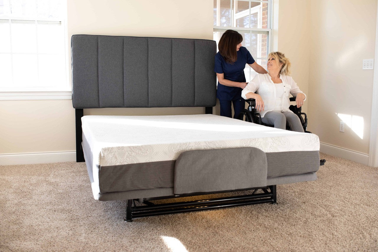 Best Hospital Bed for Elderly Care at Home - The variable height Hi-Lo Flexabed model offers an overall height adjustable range from a low of 25" to high of 32" (including mattress). Headboard is not included.