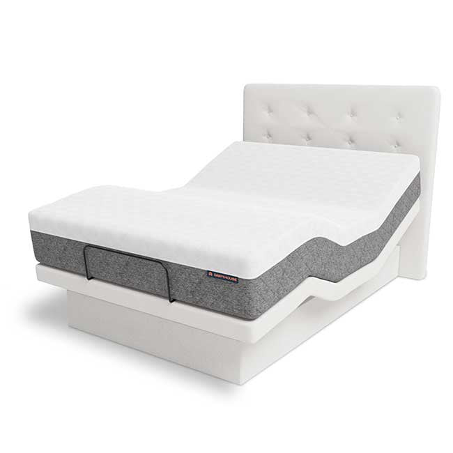 Dawn House Adjustable Smart Bed & Mattress - Height Adjustable - Full size shown in Ivory base and headboard).