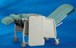 The Invacare Traditional Basic 3-Position Geri Chair Recliner shown in full recline position.