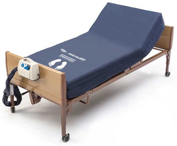 The MA500 36"W x 80"L x 8" mattress with 5 LPM (liters per minute) pump system includes a Natural Heel Slope to help decrease pressure in the user's vulnerable heel area; Cell-In-Cell Design that helps prevent bottoming out in the event of a power failure; 8 Adjustable Comfort Settings; and more. *Bed in photos sold separately.