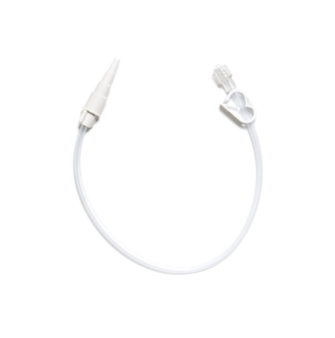 MIC Extension Tube 0106-12 with treaded feeding port and stepped connector.