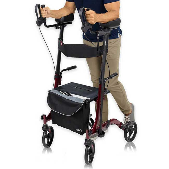 The Vive Upright Walker is a revolutionary solution for today's mobile seniors—Promoting safe, stable, comfortable mobility, and improved posture. Shown in Red.