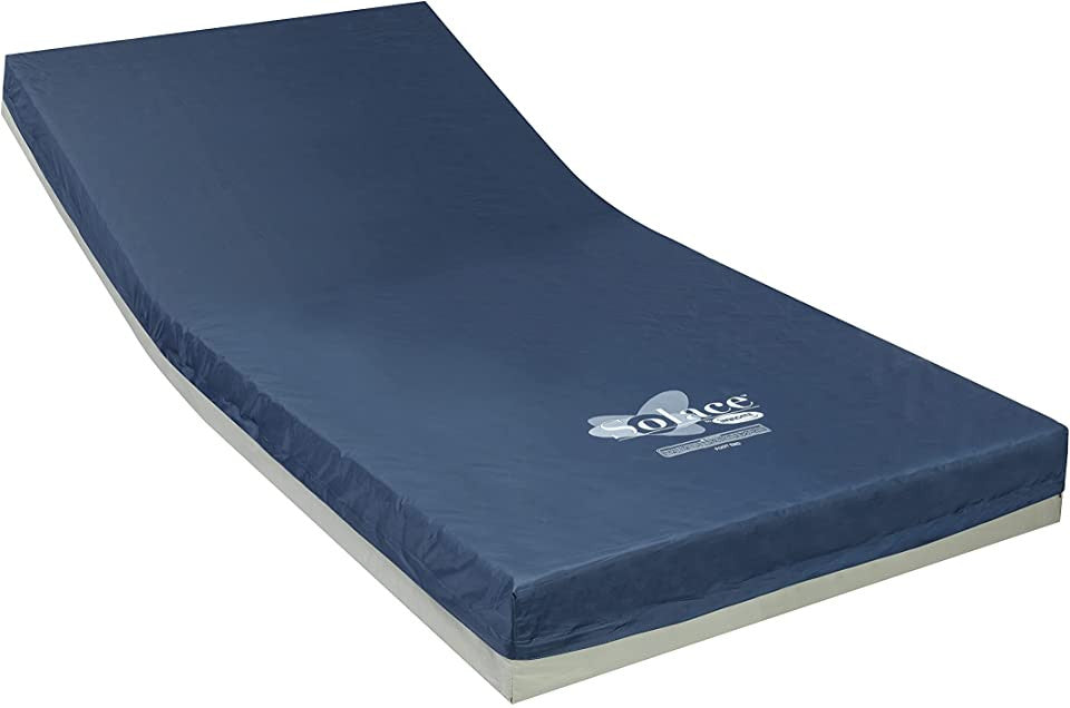 The Solace Prevention 1000 Foam Mattress SPS1080 or SPS1084 mattresses include a water- and fluid-resistant 70 denier nylon cover that guards against friction with non-skid bottom surface.
