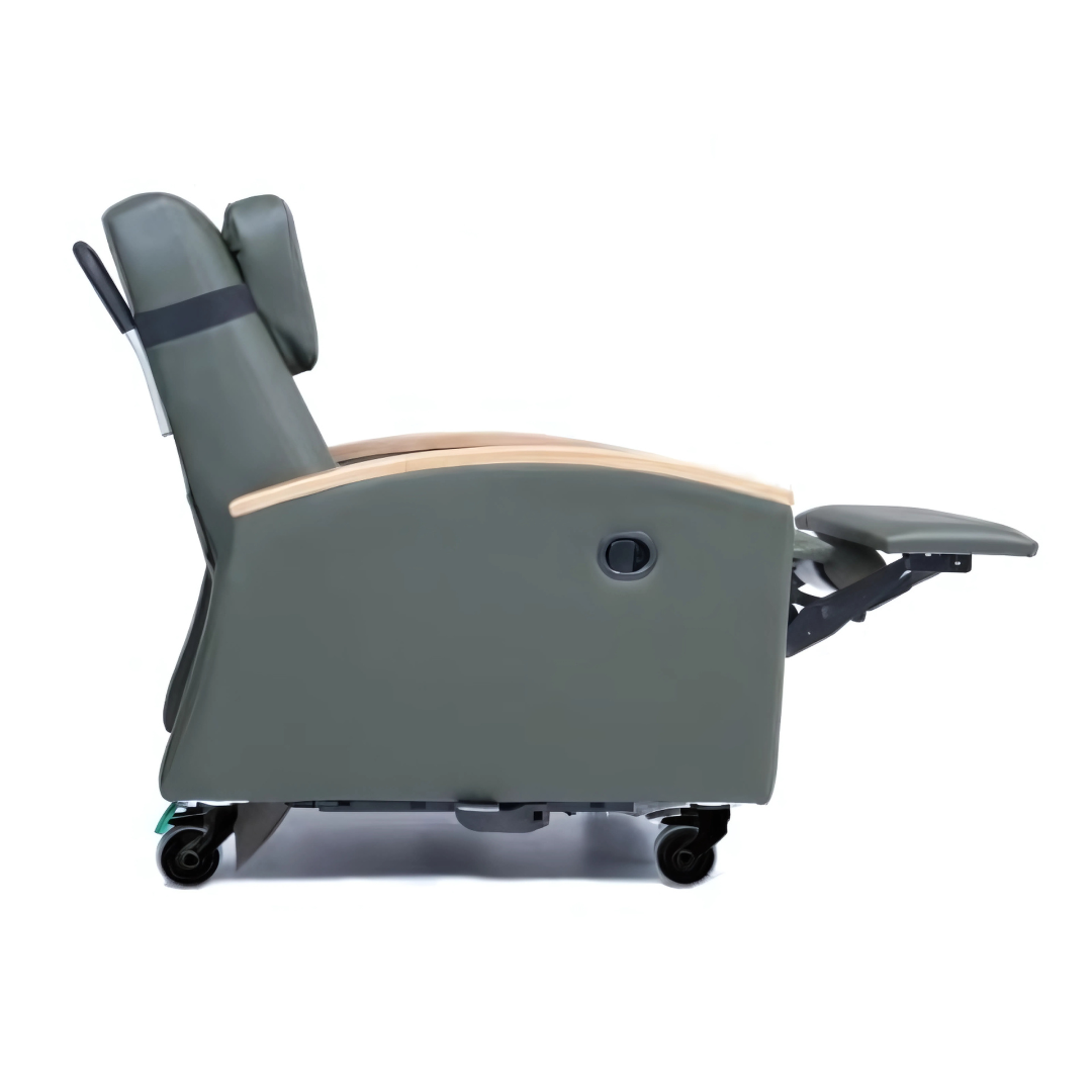 The Lumex Ortho-Biotic II Recliner FR597G was carefully designed specifically for use in a wide variety of healthcare environments. Shown in Reading position.