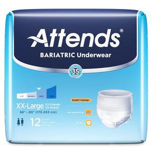 Attends Bariatric Pull-On Protective Underwear | XX-Large AU50 Moderate Absorbency briefs feature ConfidenceCuff Protection that helps prevent leaks around the legs.