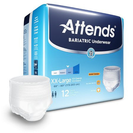 Attends Bariatric Pull-On Protective Underwear | XX-Large AU50 Moderate Absorbency briefs feature ConfidenceCuff Protection that helps prevent leaks around the legs.