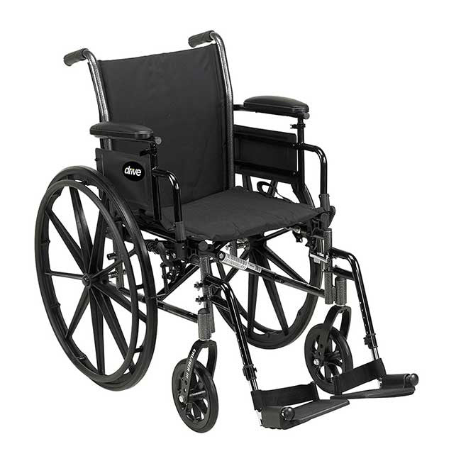 Cruiser III Light Weight Adjustable Height Wheelchair - 16", 18" & 20" Seat (shown with Swing-Away Elevating Leg Rests)