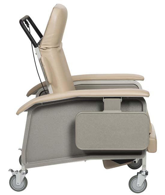 The Drive Clinical Care Recliner D577 shown in upright position with adjustable head rest | Available at ambervista.shop