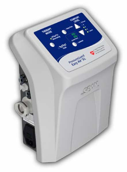 PressureGuard Easy Air powered pump uses less than 15 watts of power, generates less heat and noise than traditional roll-up surfaces, and features a detachable power cord for easy replacement.