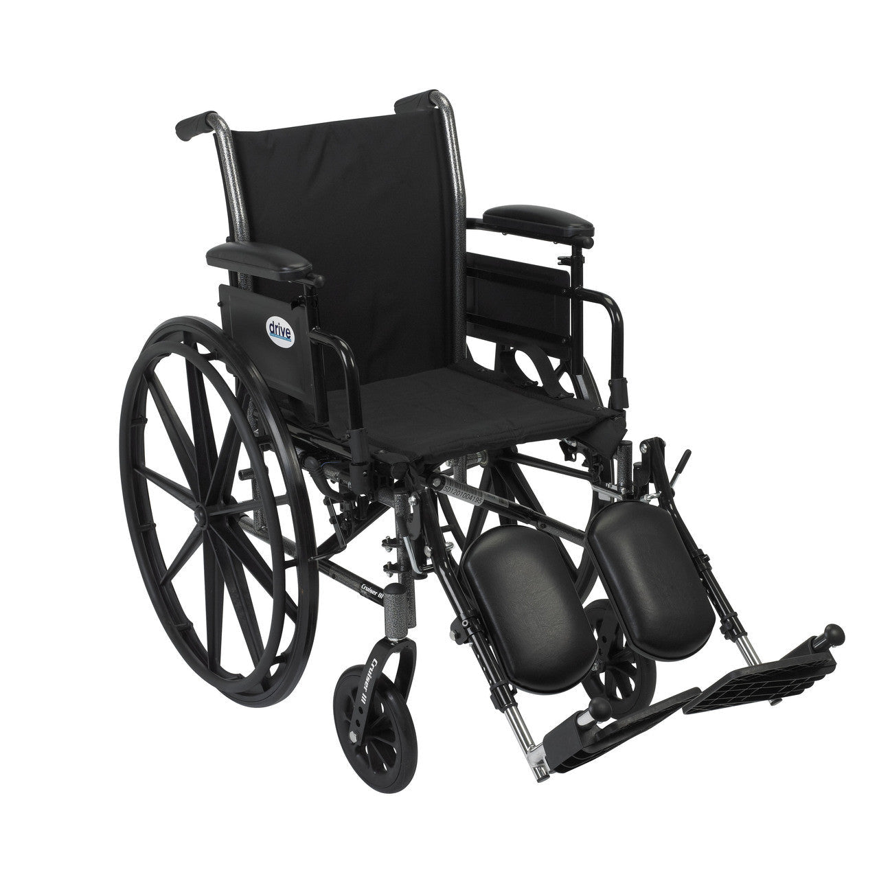 Cruiser III Light Weight Adjustable Height Wheelchair - 16", 18" & 20" Seat (shown with Elevating Leg Rests)