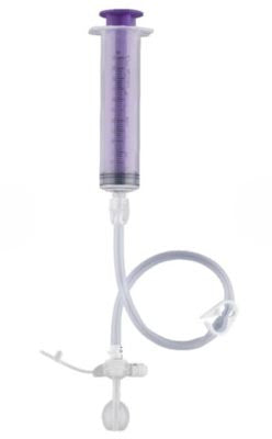1- 6mL ENFit connector Syringe shown with MIC-KEY ENFit Bolus Extension Set with Cath Tip, SECUR-LOK Straight Connector and Clamp – 12in. Length is included.