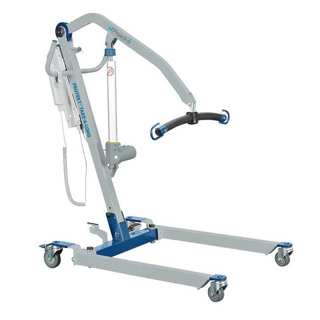 The Protekt Take-A-Long Portable Patient Lift 33400P is fully powered and foldable / portable for individuals who travel or have limited space at home that dictates quick and convenient storage requirements. The unit folds up to fit in most automobile trunks for transport and travel.