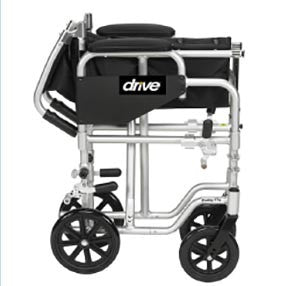 The Drive Poly-Fly Lightweight Wheelchair/Transport Chair Combo features quick release 24" wheels that can easily transition into a self-propelled transport chair. 