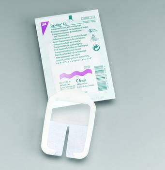 3M Tegaderm IV Transparent Film Dressing - 2 3/4" x 3 1/4" (7 x 8.5 cm), Notched IV with Border (Box of 100)